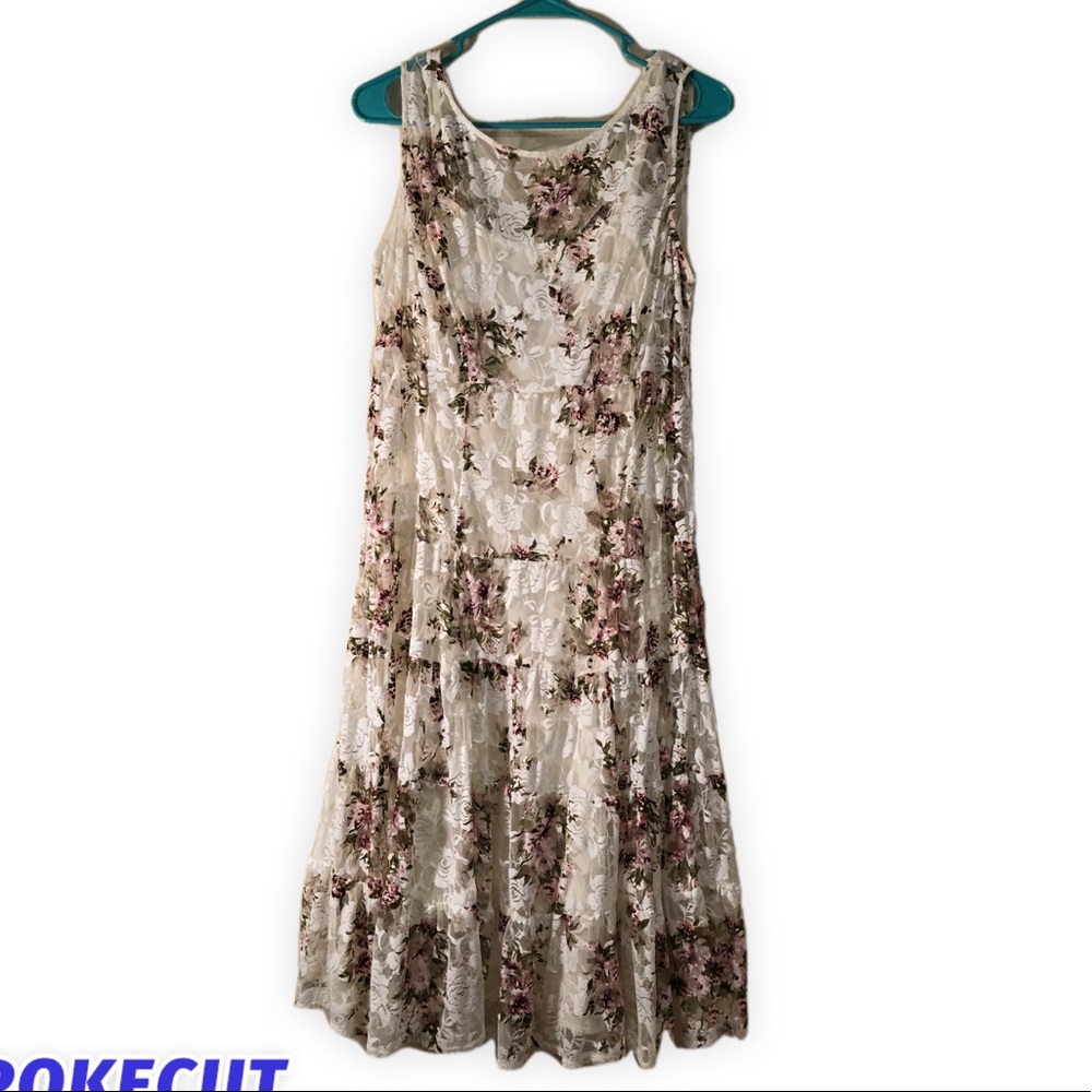 Lace floral spring summer tank dress M